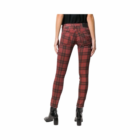 R13 Kate Plaid Mid-Rise Ankle Skinny Jeans Size 27 - Picture 2 of 9